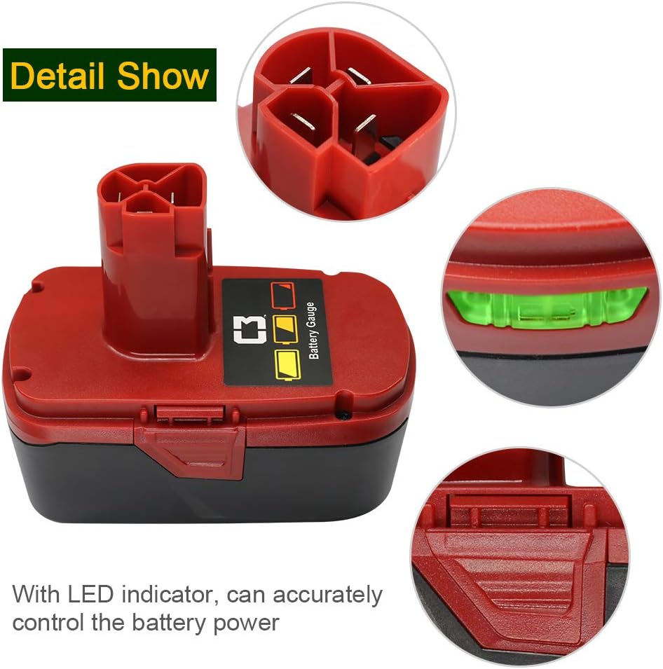 2 Pack 6.0Ah Lithium Ion Replacement Cordless Power Tool Battery with LED Indicator W486024
