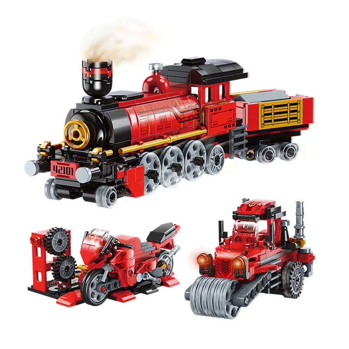 3in1 City Train Building Blocks Motorcycle Road Roller Bricks DIY Toys M351119