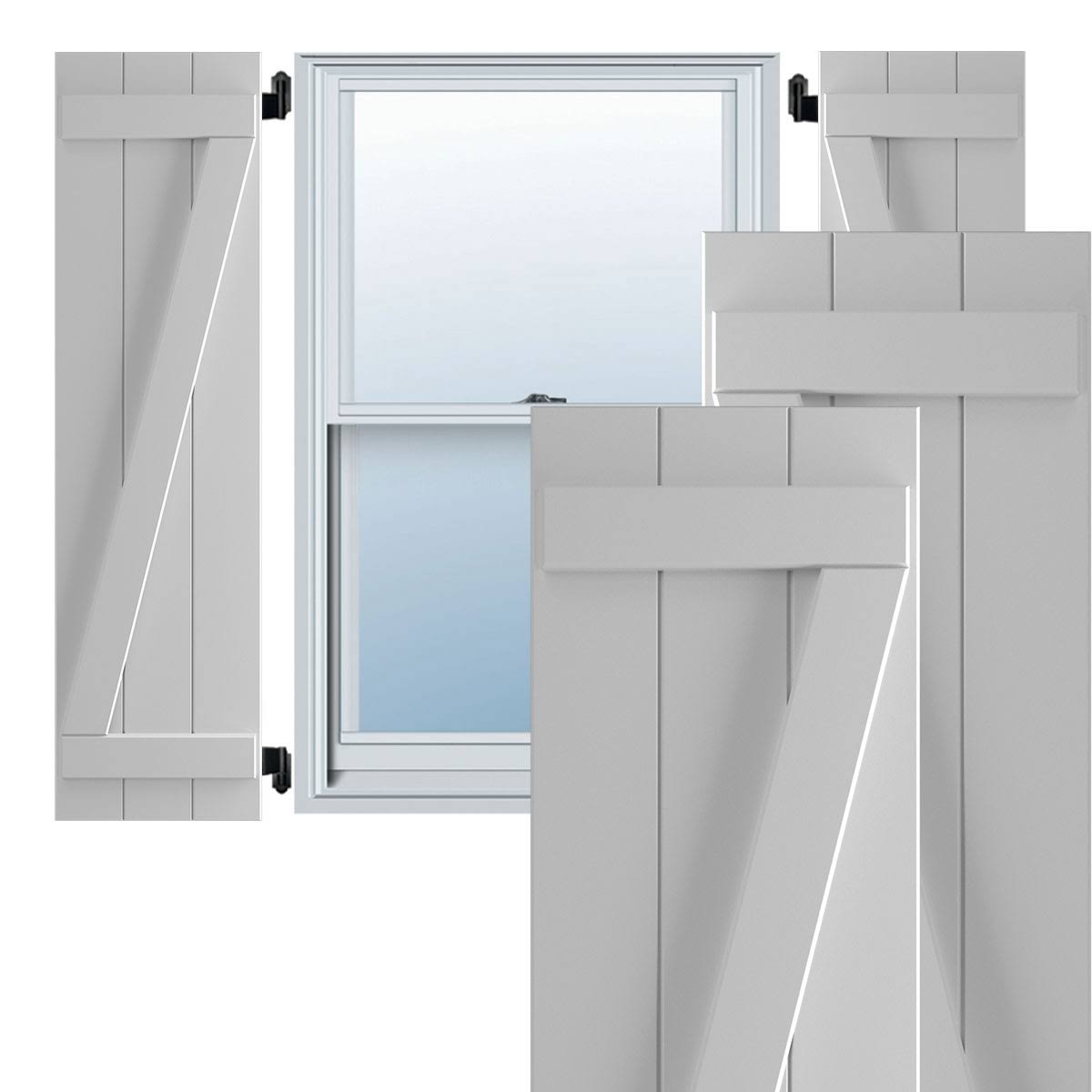 16-1/8x22 x 68x22 PVC Board and Batten Shutters, Primed, Per Pair X615
