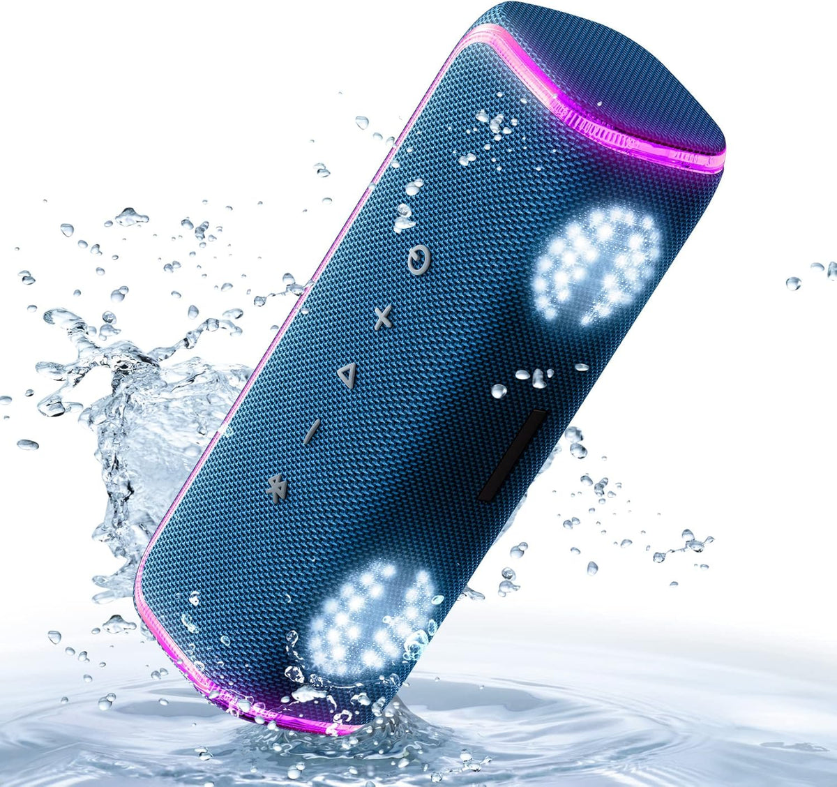 IPX7 Waterproof Bluetooth Speaker with Colorful Flashing Light, Pack of 2 X357
