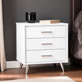 White Chrome Finish Bedside Table with Drawers W67668
