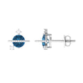 London Blue Topaz and Diamond Stud Earrings, 925 Sterling Silver P179