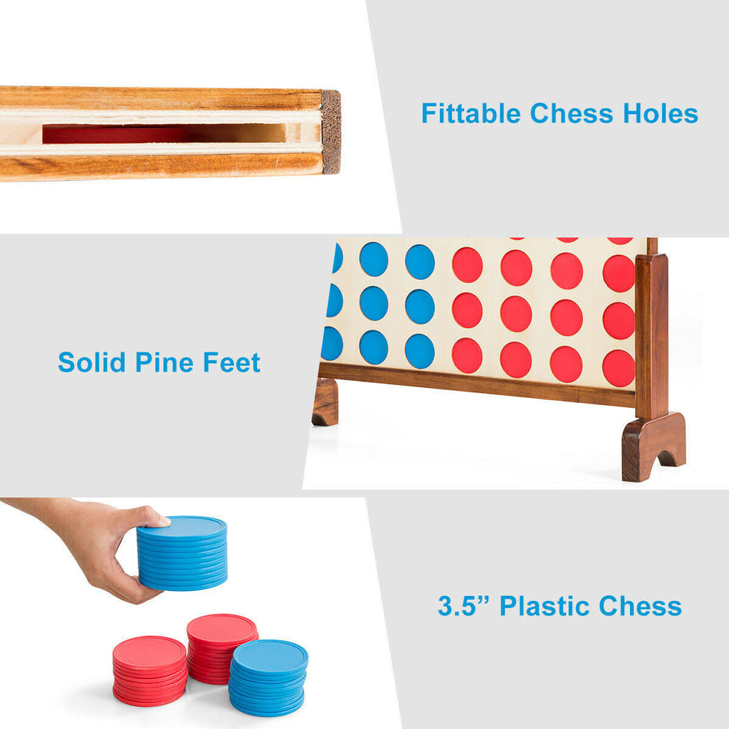 Natural Wooden 4 in A Row Game with Carrying Bag N519