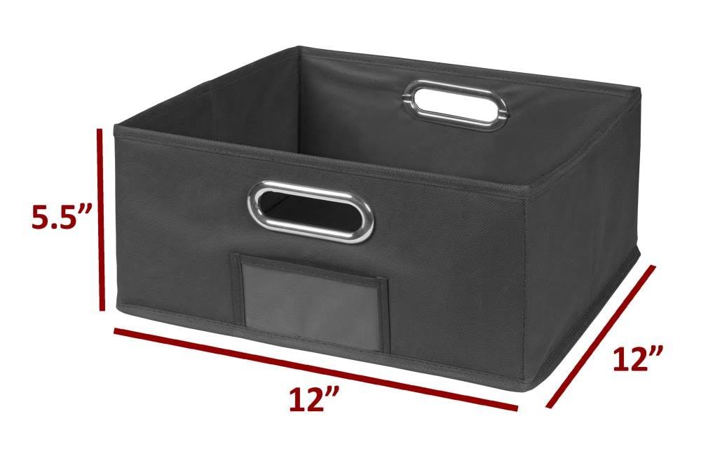Cherry Grey Square Folding Bookcase with Fabric Bins D87731
