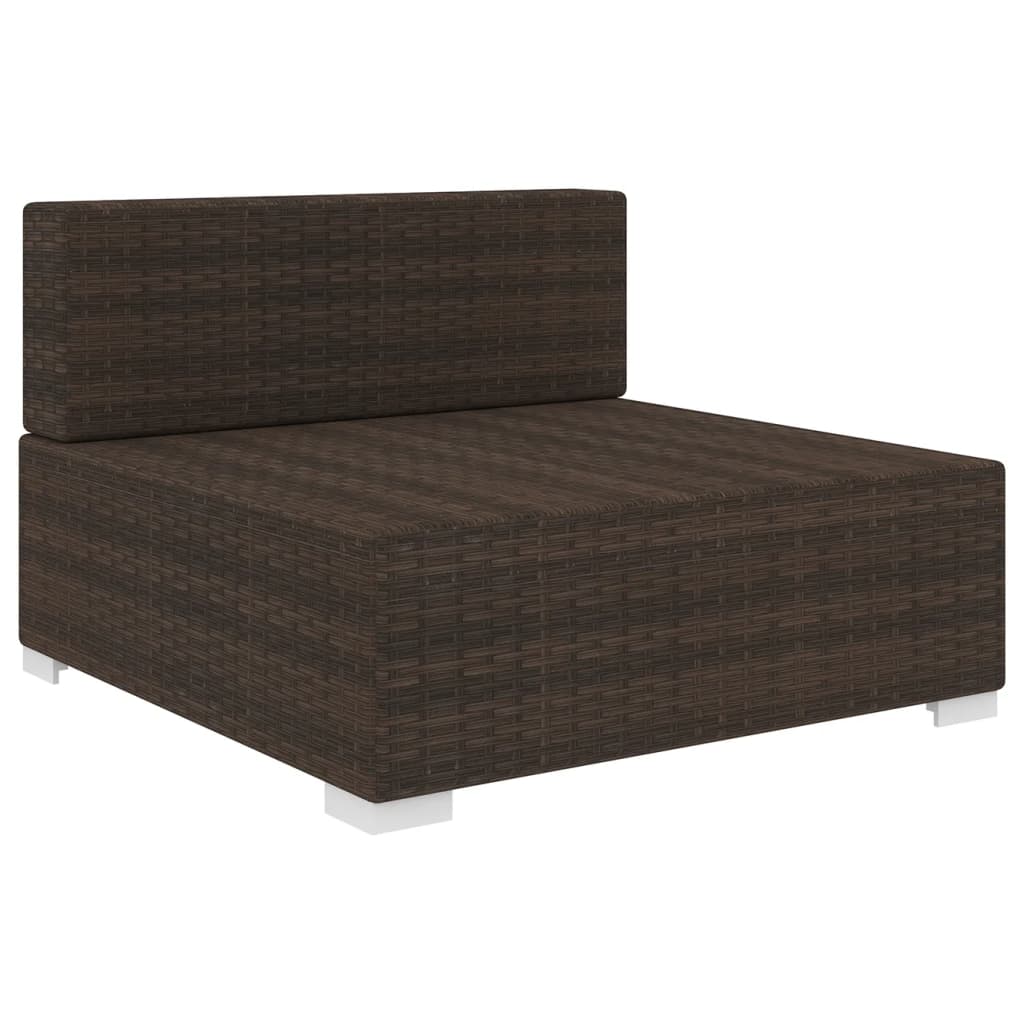 Brown Poly Rattan Sectional Middle Seat with Cushions T840