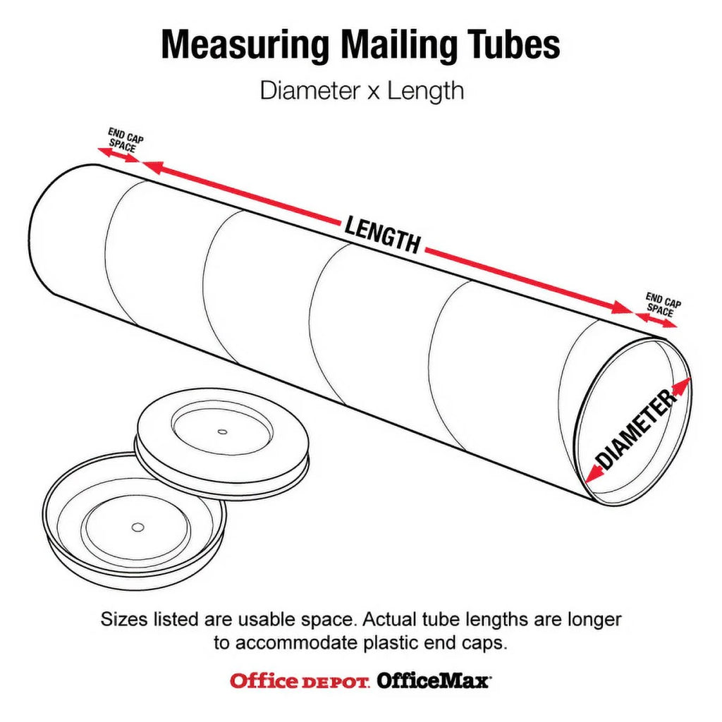 Mailing Tubes with Caps, White, 50/CS Y9536