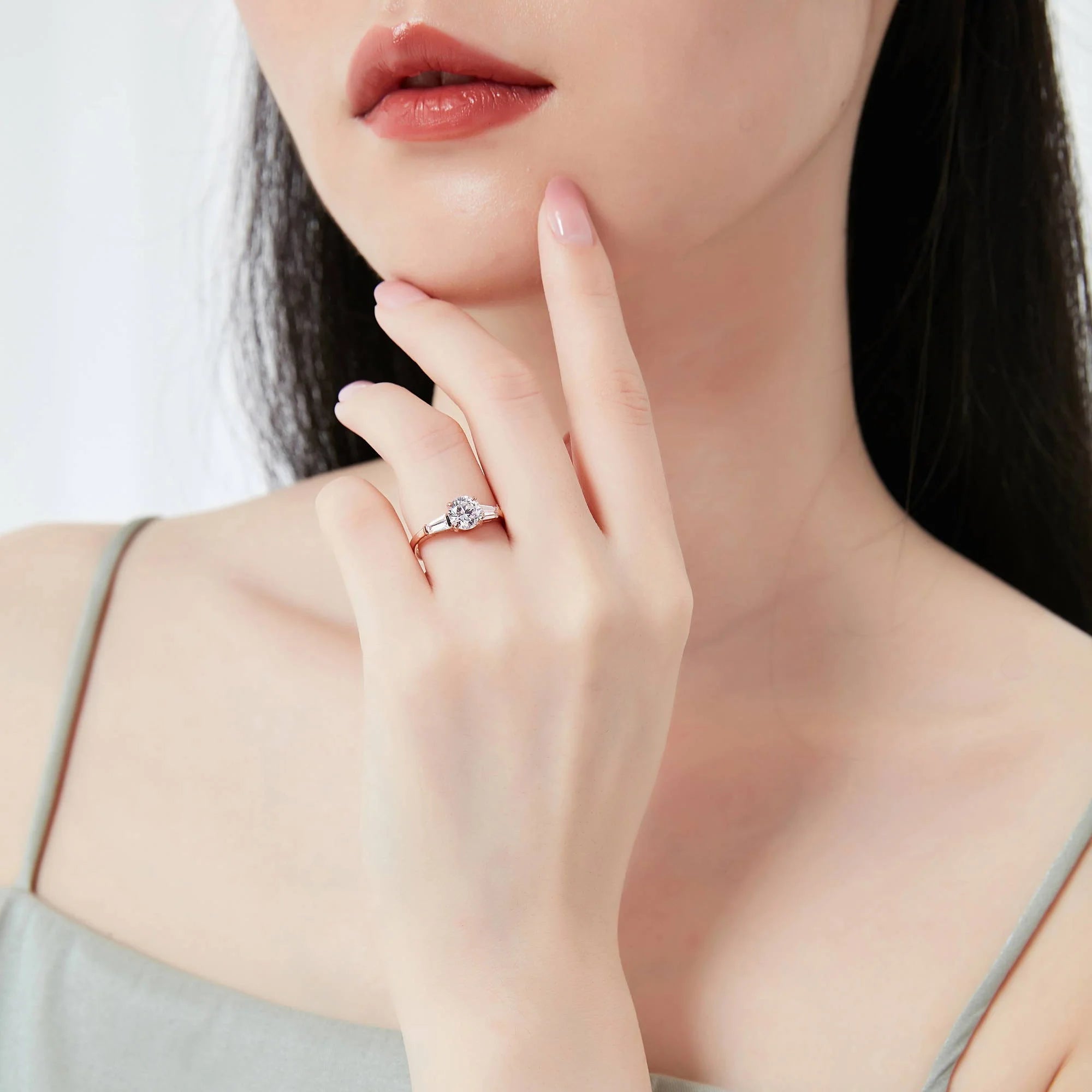 Rose Gold Plated Sterling Silver Solitaire Ring W9219