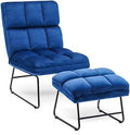 Yellow Velvet Accent Chair with Ottoman Y797653