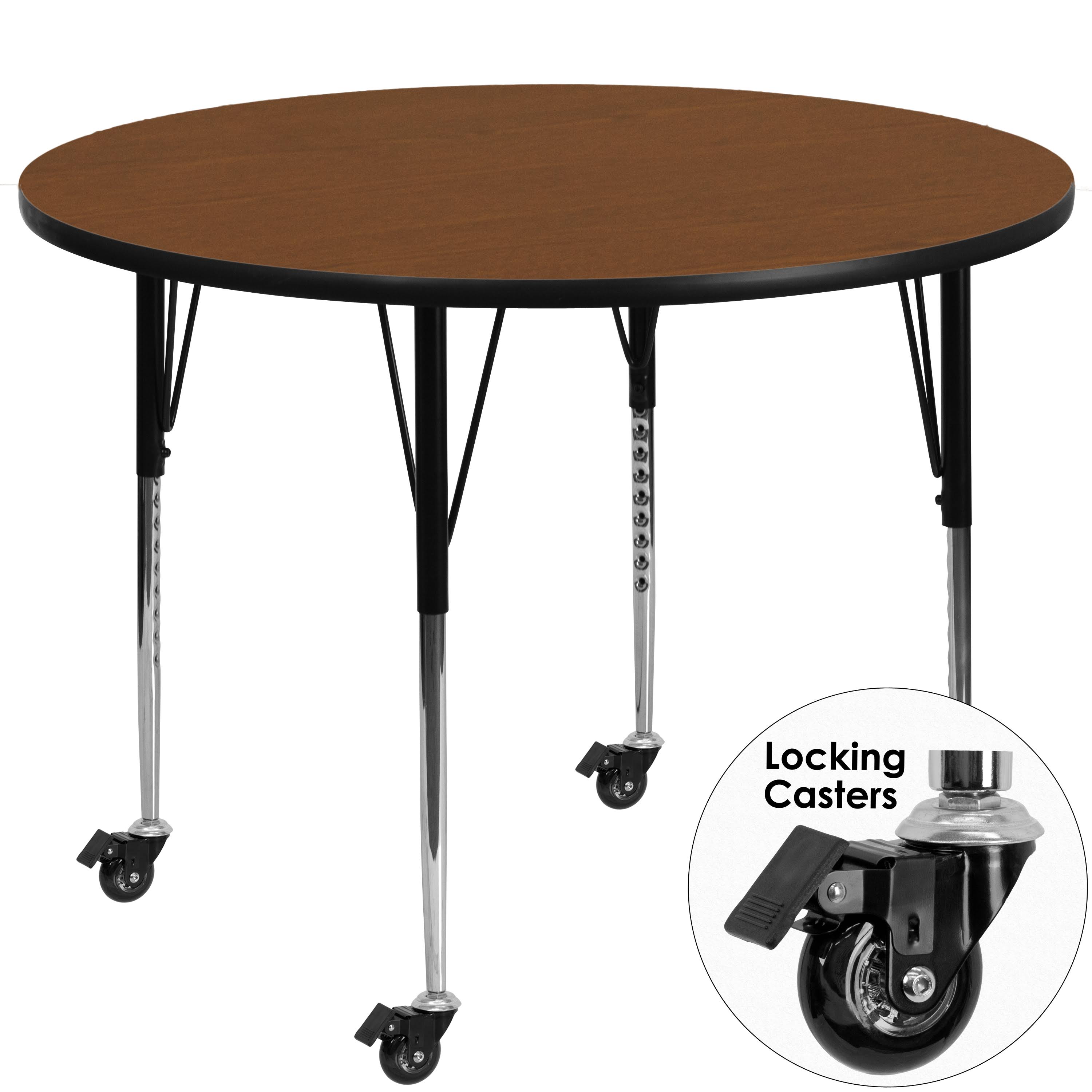 Mobile Round Oak Laminate Activity Table T12074