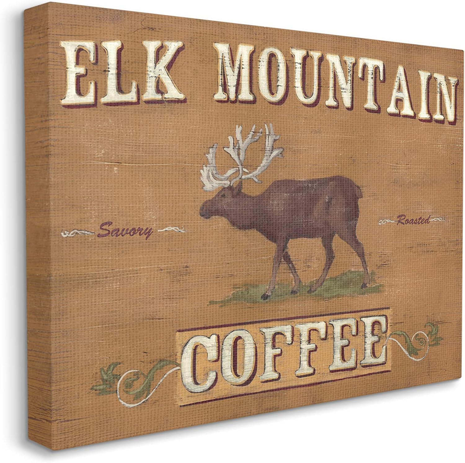 Antique Elk Mountain Coffee Kitchen Sign Canvas Wall Art I238800