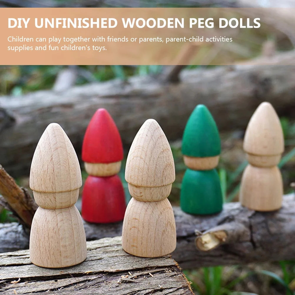8pcs Unpainted Wooden Peg Dolls H99733