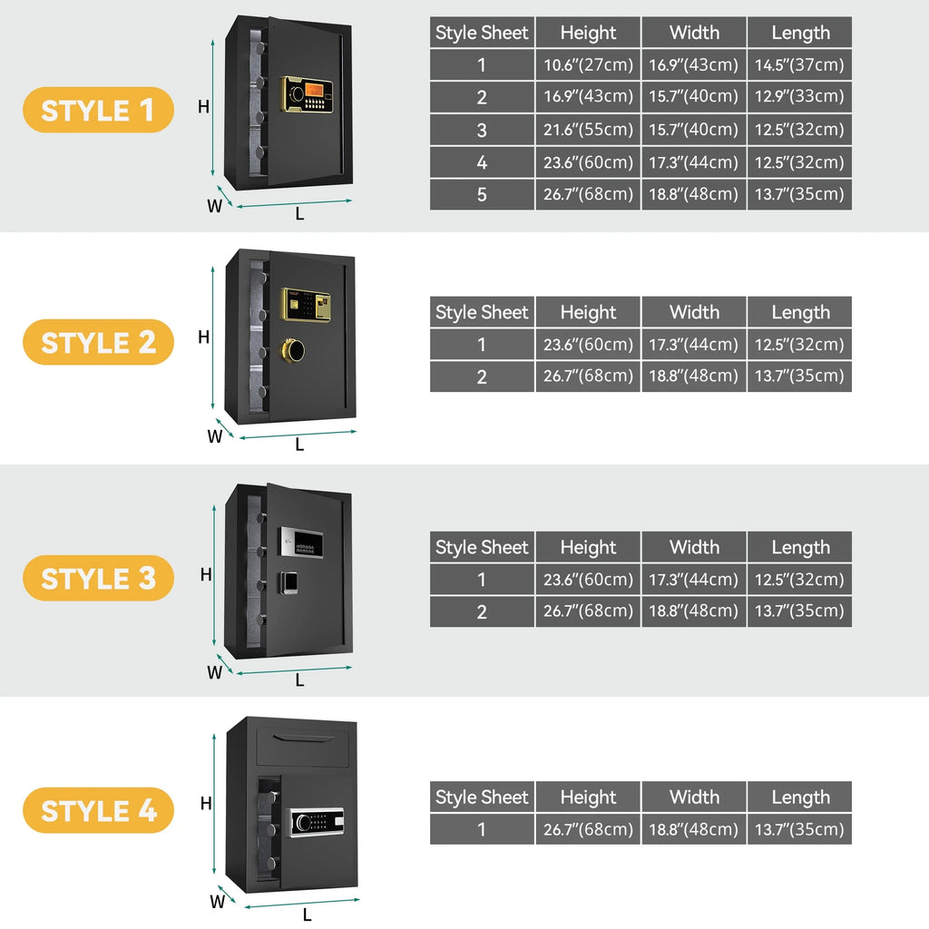 Safe Box with Digital Keypad, Water and Fire Resistant, Adjustable Shelves and LED Lighting A75178