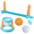 Inflatable Pool Volleyball Net and Basketball Hoops Floating Pool Game Toys Set K254645