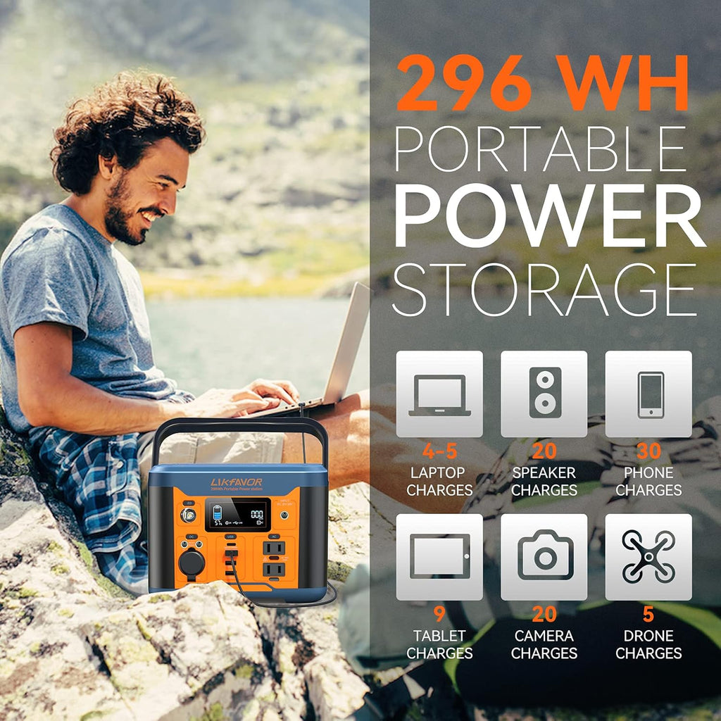 Portable Power Station 300W 296Wh Pure Sine Wave AC Outlet B1968