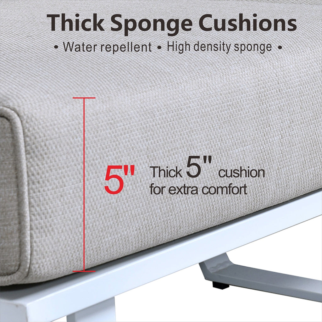 7-piece Outdoor Aluminum Frame Ottoman Sectional Set Striped Grey E33630