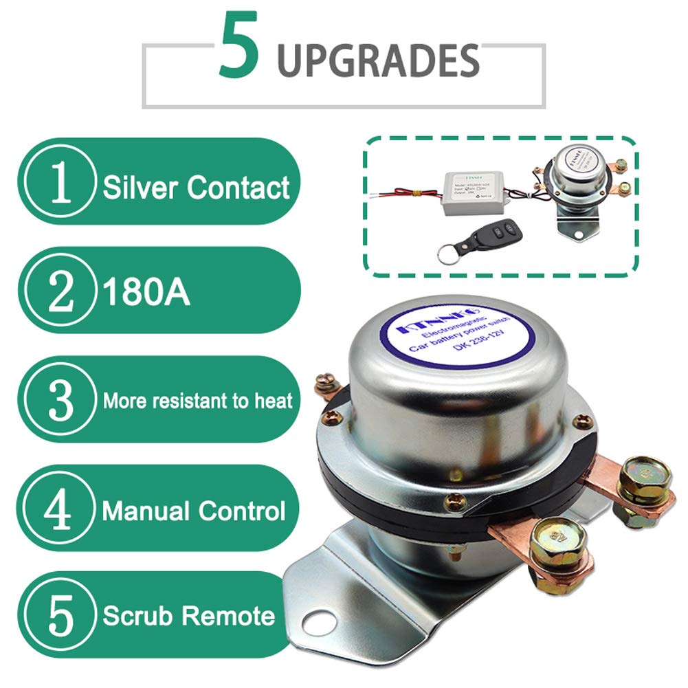 Remote Battery Disconnect Switch for Car, DC12V, 180A, Pack of 2 I535834