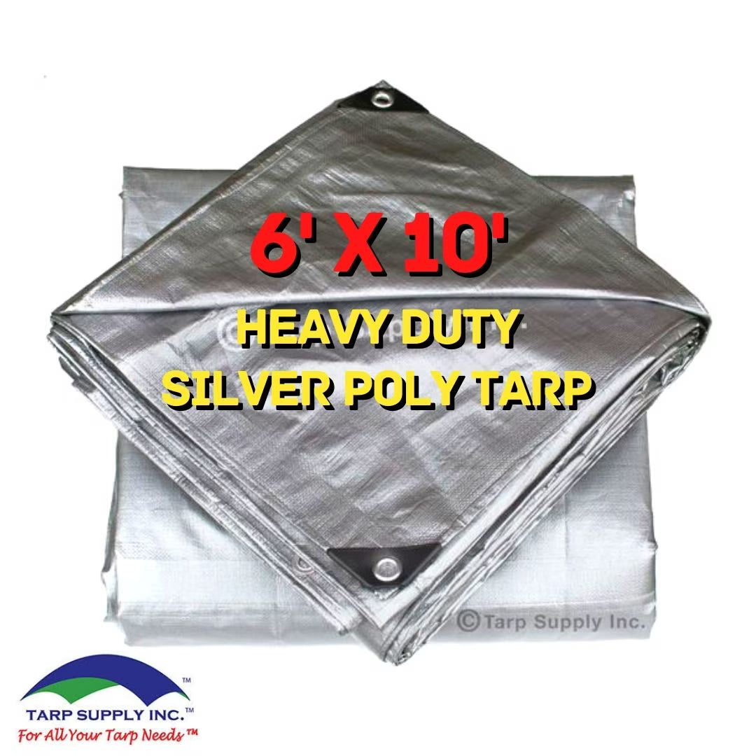 6' x 10' Heavy Duty Silver Poly Tarp Cover I63555