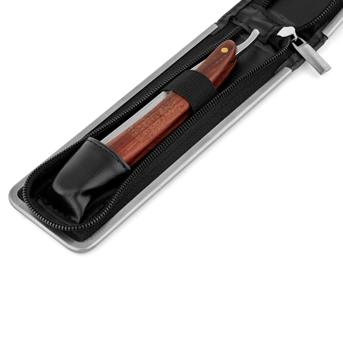 Mahogany Wood Carved Straight Razor L322