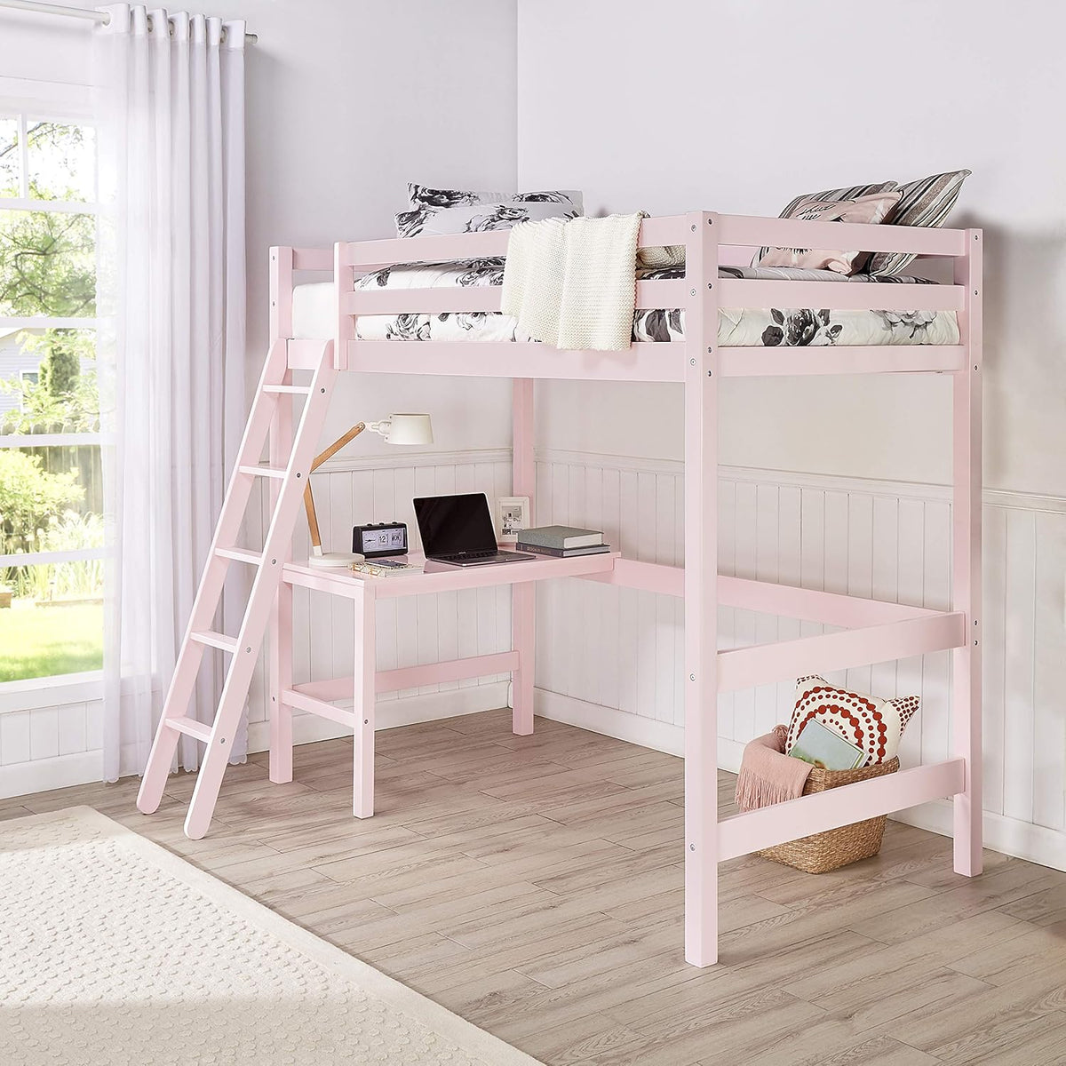 White Twin Loft Bed C43773