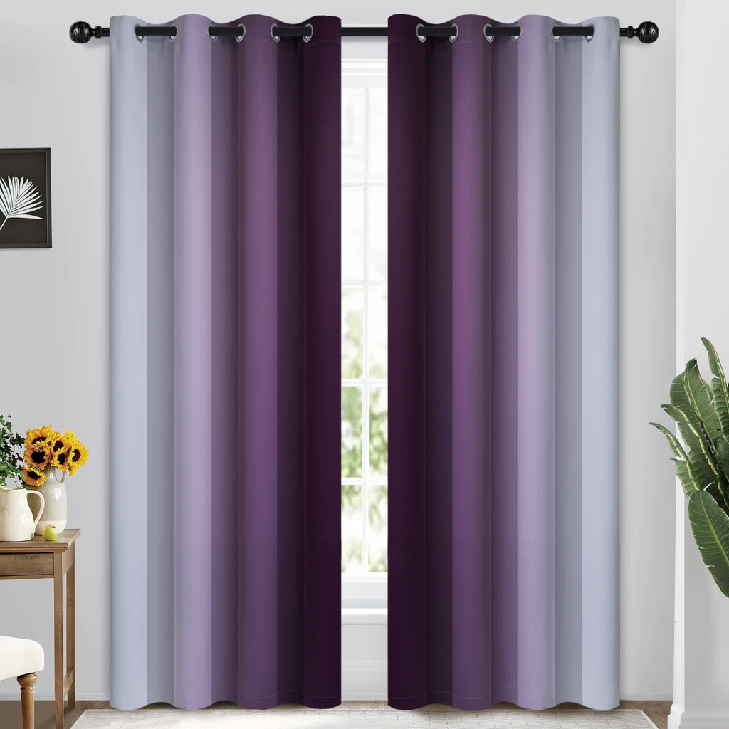 Purple Blackout Ombre Curtains, 52x84 inches, 2 Panels L694