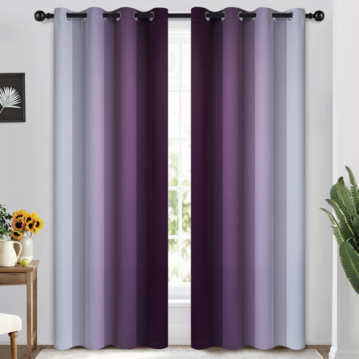 Purple Blackout Ombre Curtains, 52x84 inches, 2 Panels L694