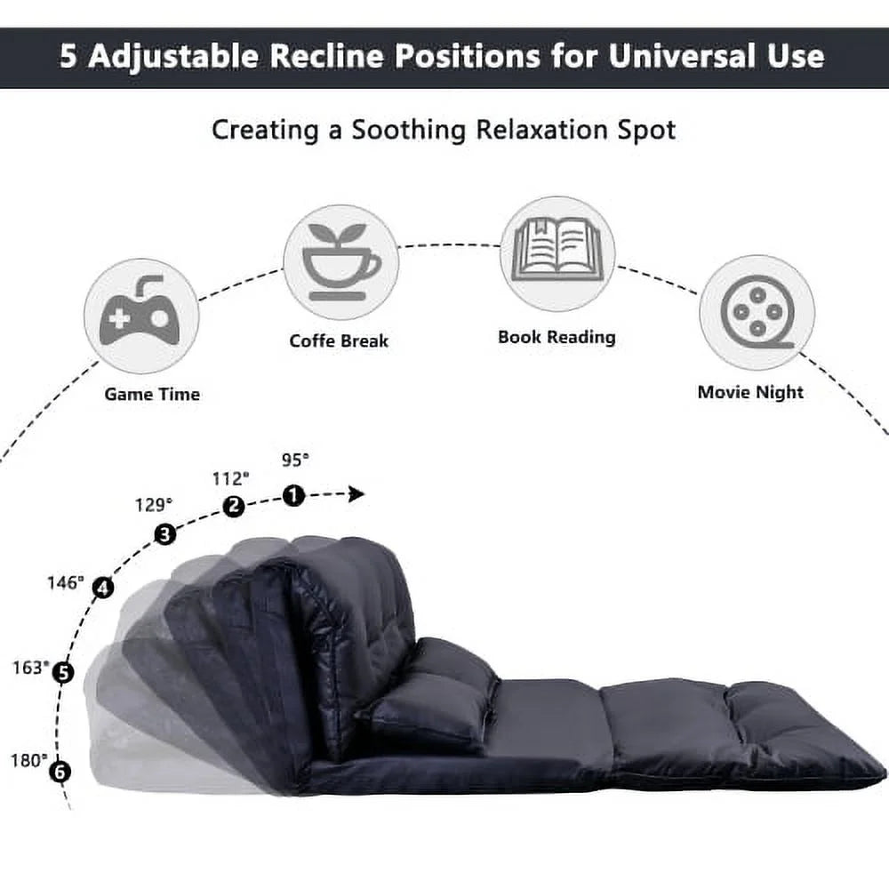 Adjustable Folding Futon Sofa with Two Pillows C233487