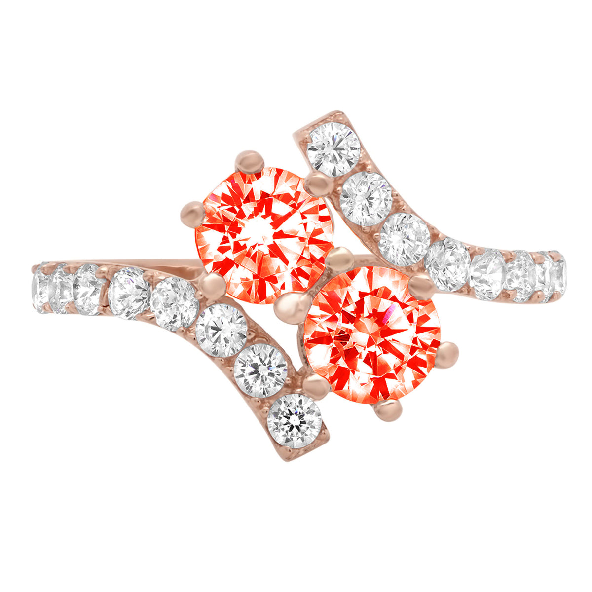 1.98ct Round Cut Red Simulated Diamond 18k Pink Rose Gold Engagement Ring Size 3.5 V16202