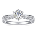 925 Sterling Silver Six-Prong Round Cut Engagement Ring U436524
