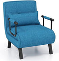 Convertible Sofa Bed 4-in-1 Sleeper Chair with Pillow, 6 Positions Adjustable Backrest, Metal Legs, Linen Fabric Z829