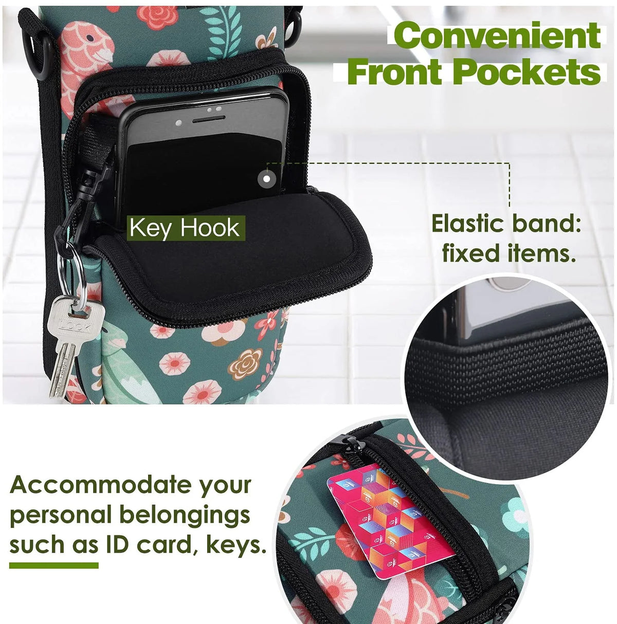 Neoprene Water Bottle Carrier Bag with Adjustable Shoulder Strap M910