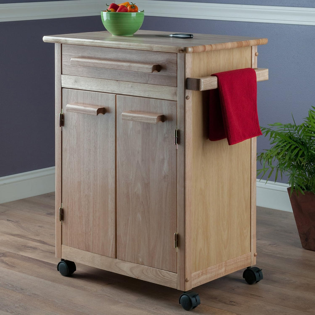 Natural Wood Single Drawer Kitchen Cabinet Storage Cart Y3637