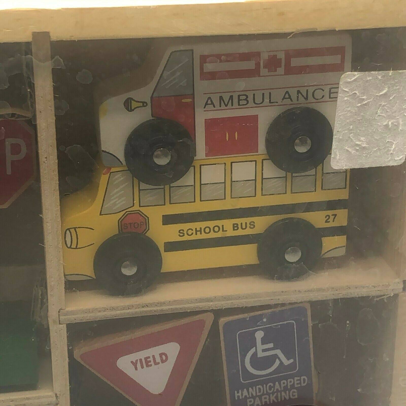 16 Pc Wooden Vehicles and Traffic Signs Z68542