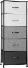 5 Drawers Fabric Bins Dresser with Steel Frame Wood Top Y329