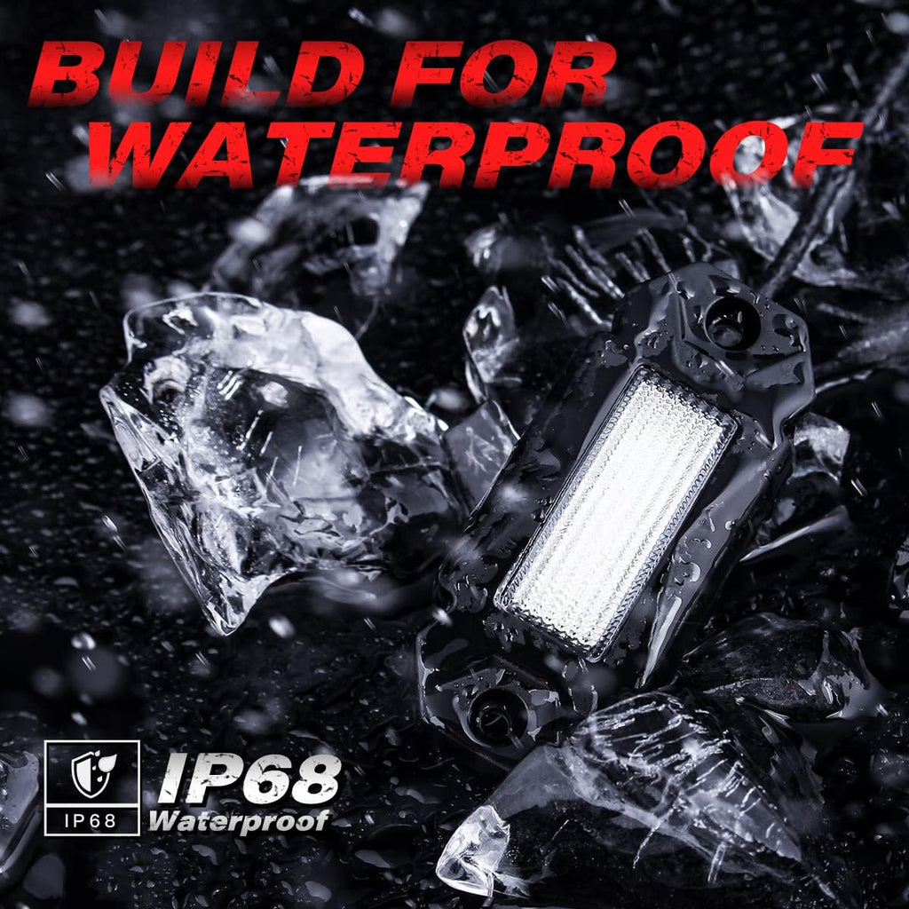White LED Rock Lights Kit with 21ft Wiring Harness, 4PCS Waterproof, 12V~32V DC K387