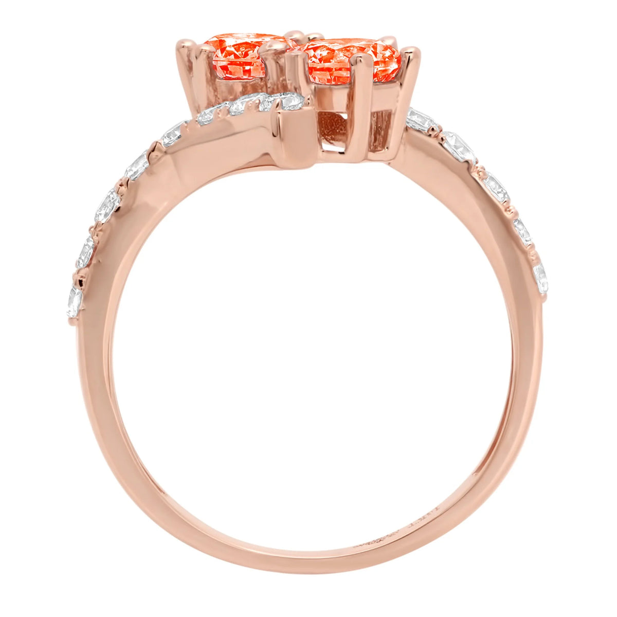 1.98ct Round Cut Red Simulated Diamond 18k Pink Rose Gold Engagement Ring Size 3.5 V16202