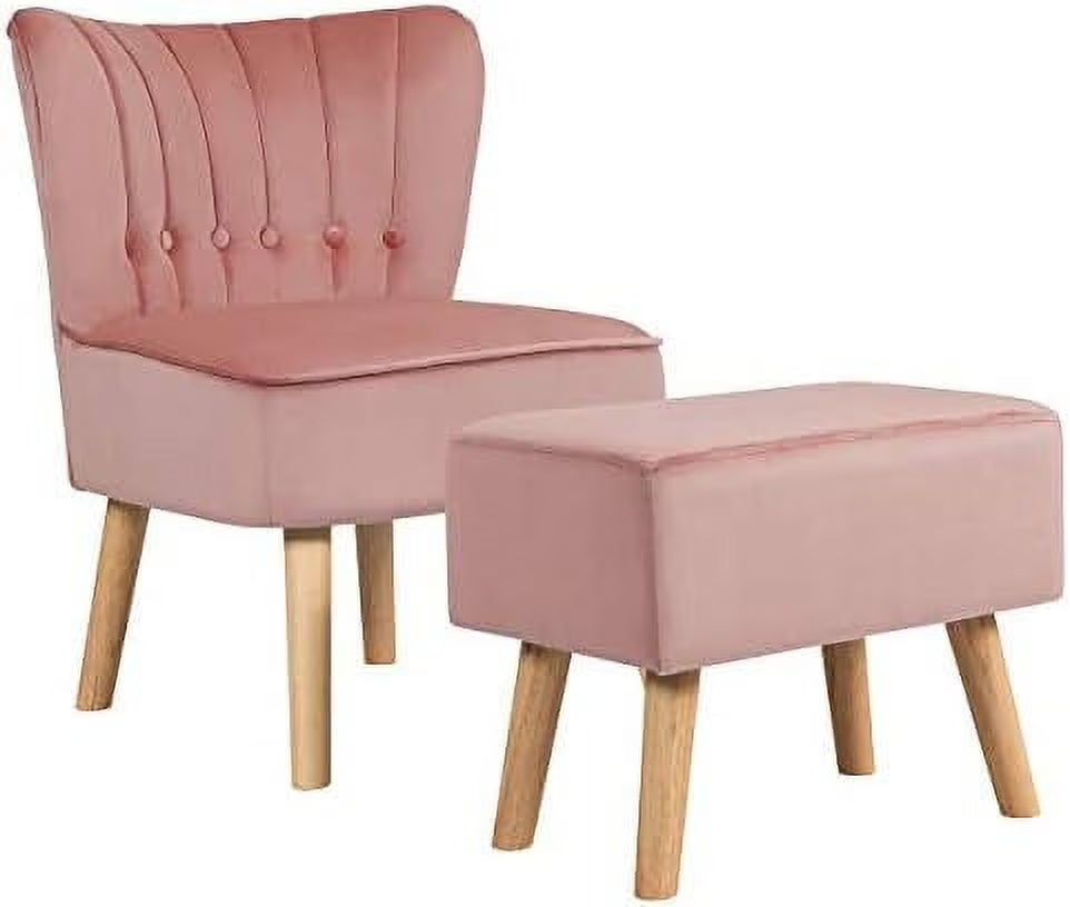 Pin Velvet Accent Chair with Ottoman C994804