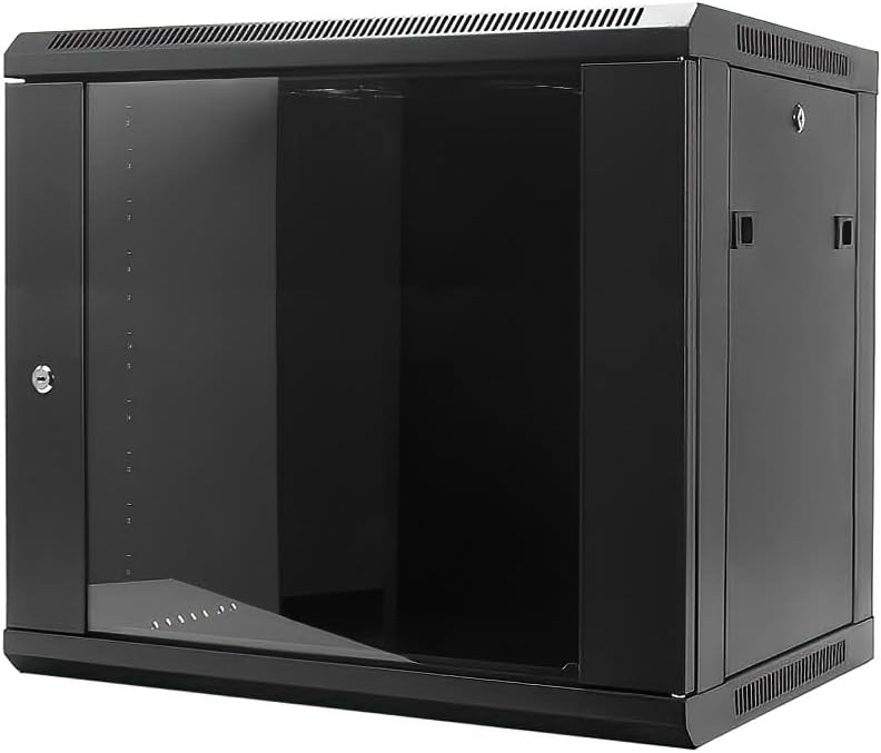 15U Steel Server Rack Cabinet with Casters, Cooling Fan, Lockable Doors H351