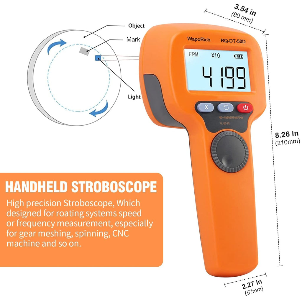 Rechargeable LED Flash Strobe Tachometer 60-49999 FPM V4923