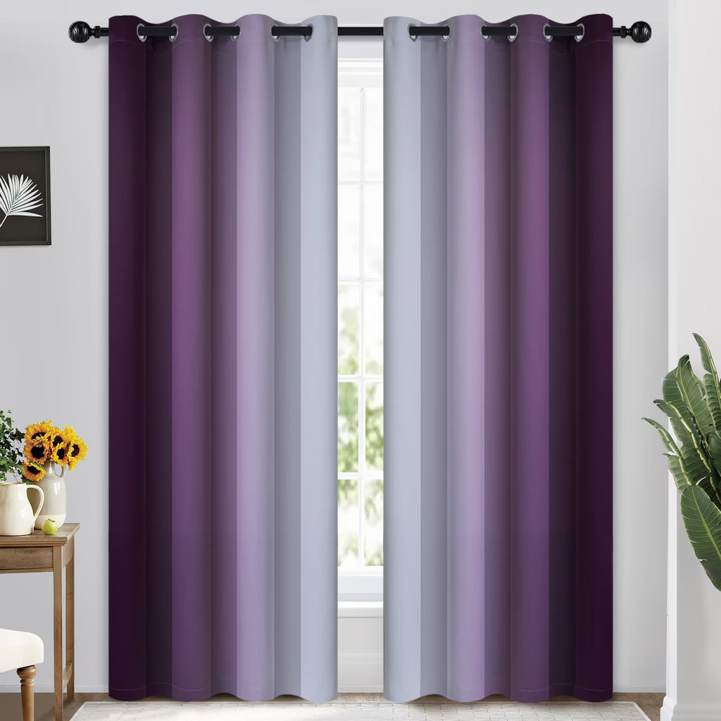 Purple Blackout Ombre Curtains, 52x84 inches, 2 Panels L694
