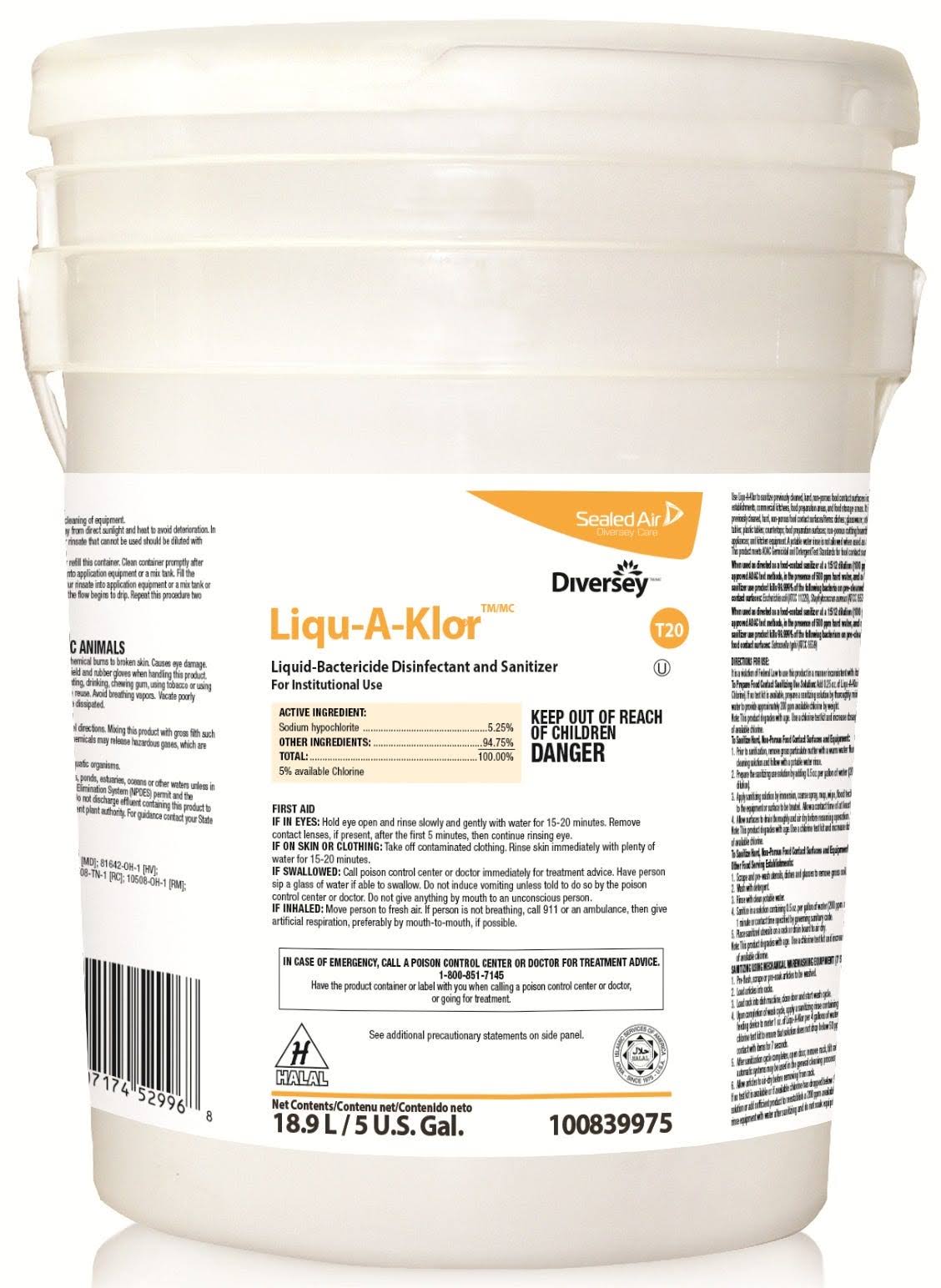Liqu-A-Klor Disinfectant/Sanitizer 5 Gal Pail O309760