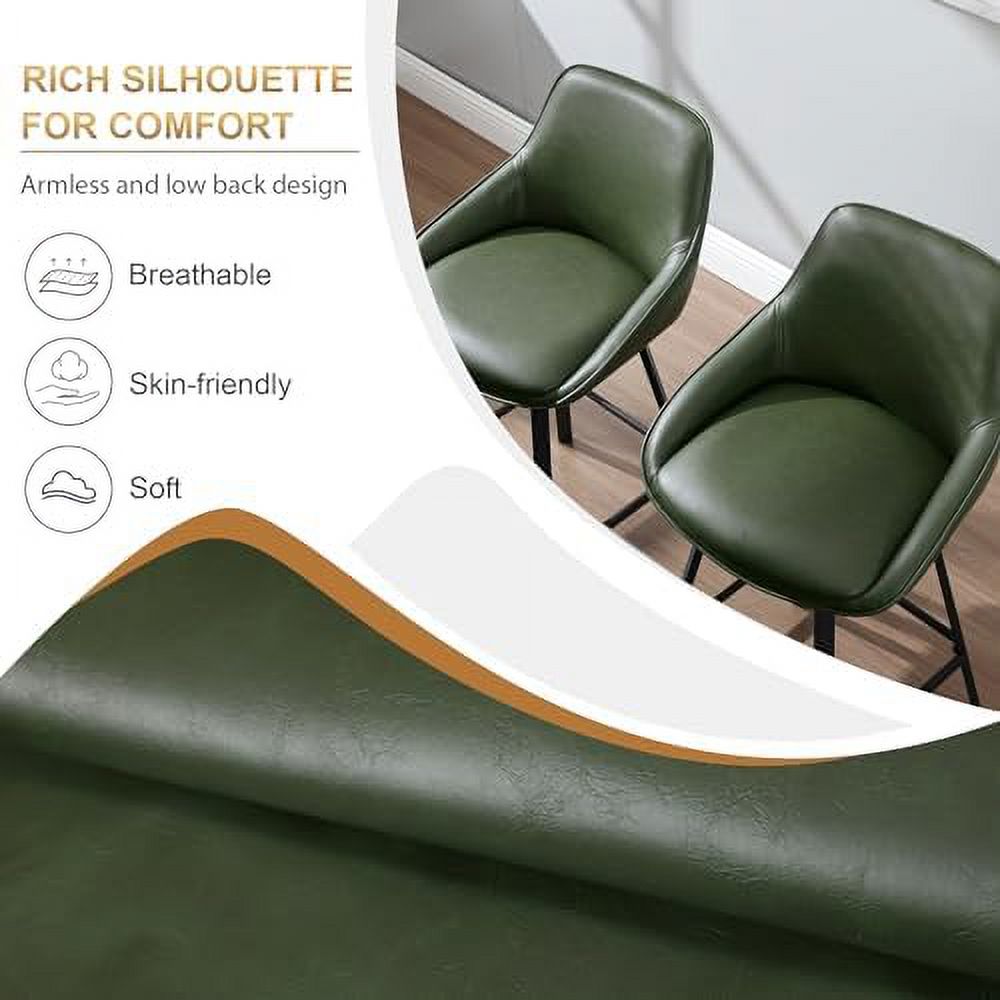 Green Faux Leather Swivel Counter Height Stools Set of 2 I178
