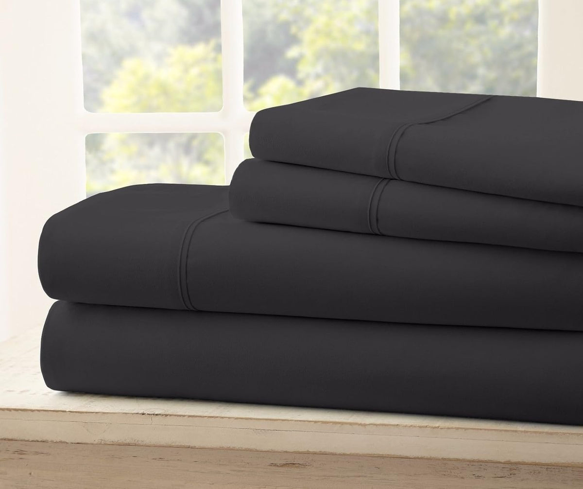 Split TOP King 1900 Egyptian Cotton Bamboo Bed Sheet Set with 1 Fitted Sheet, 1 King Flat and 2 King P/Cases M82444