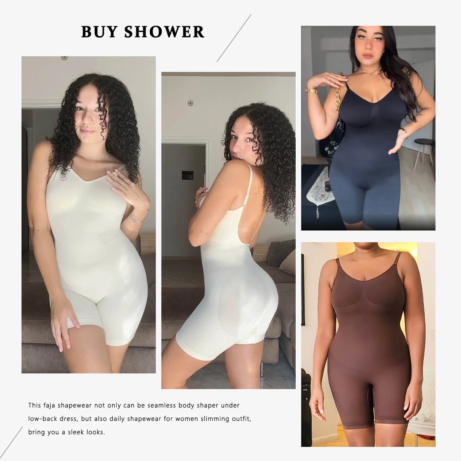 3 Packs Low Back Mid Thigh Bodysuit Shapewear A39503