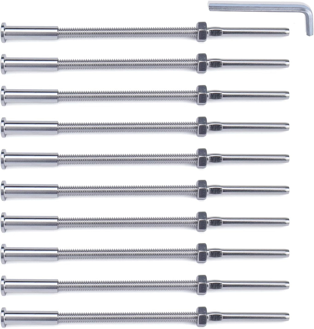 10Pack 1/8 T316 Stainless Steel Cable Railing Kit Hardware B980167