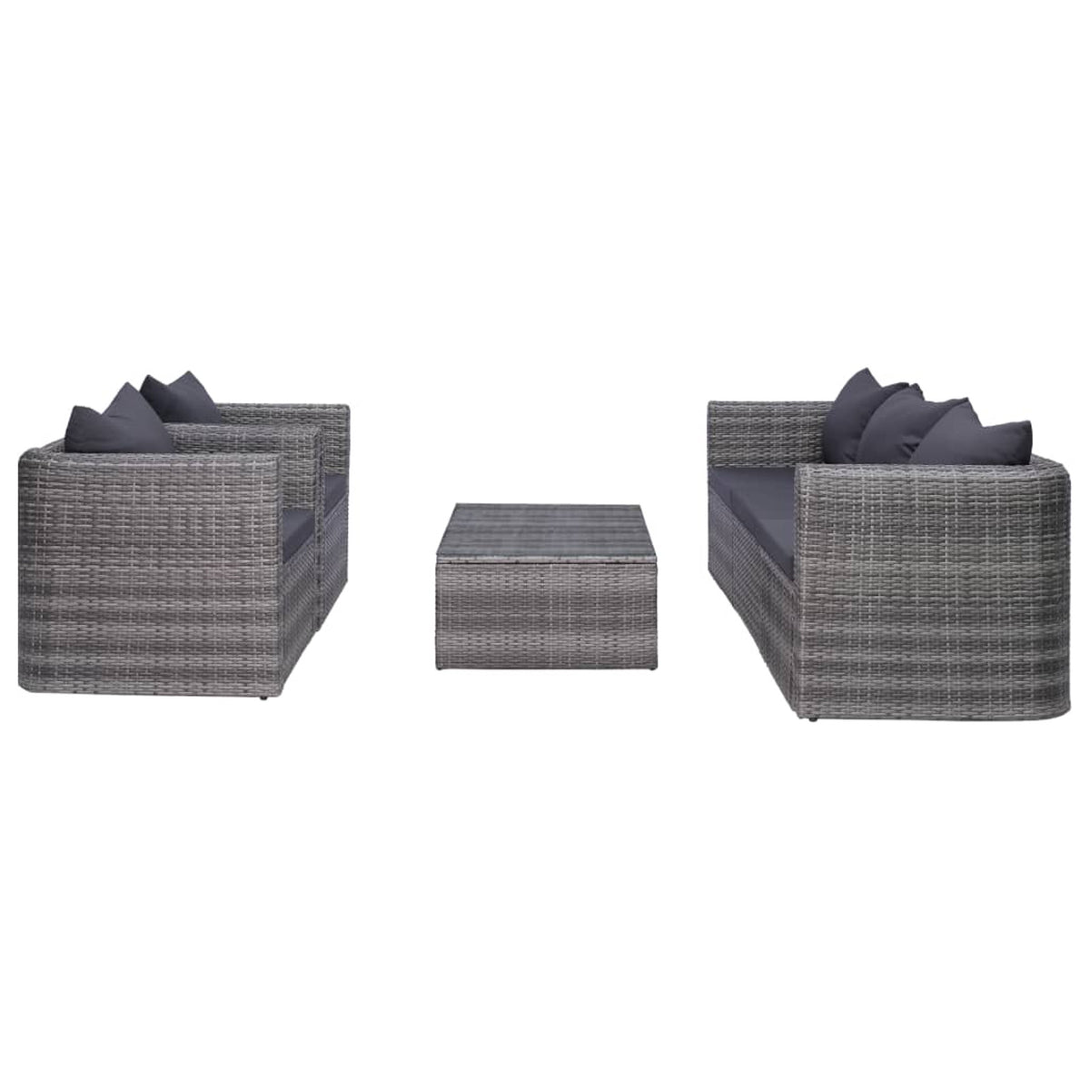 6 Piece Outdoor Sectional Sofa with Coffee Table and Cushion Set Gray Poly Rattan B93462