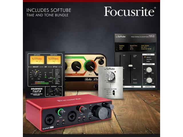 Focusrite Scarlett 2i2 2-in 2-OUT USB Recording Audio Interface (3rd Generation) + Samson SR360 Over-Ear Dynamic Headphones D84997