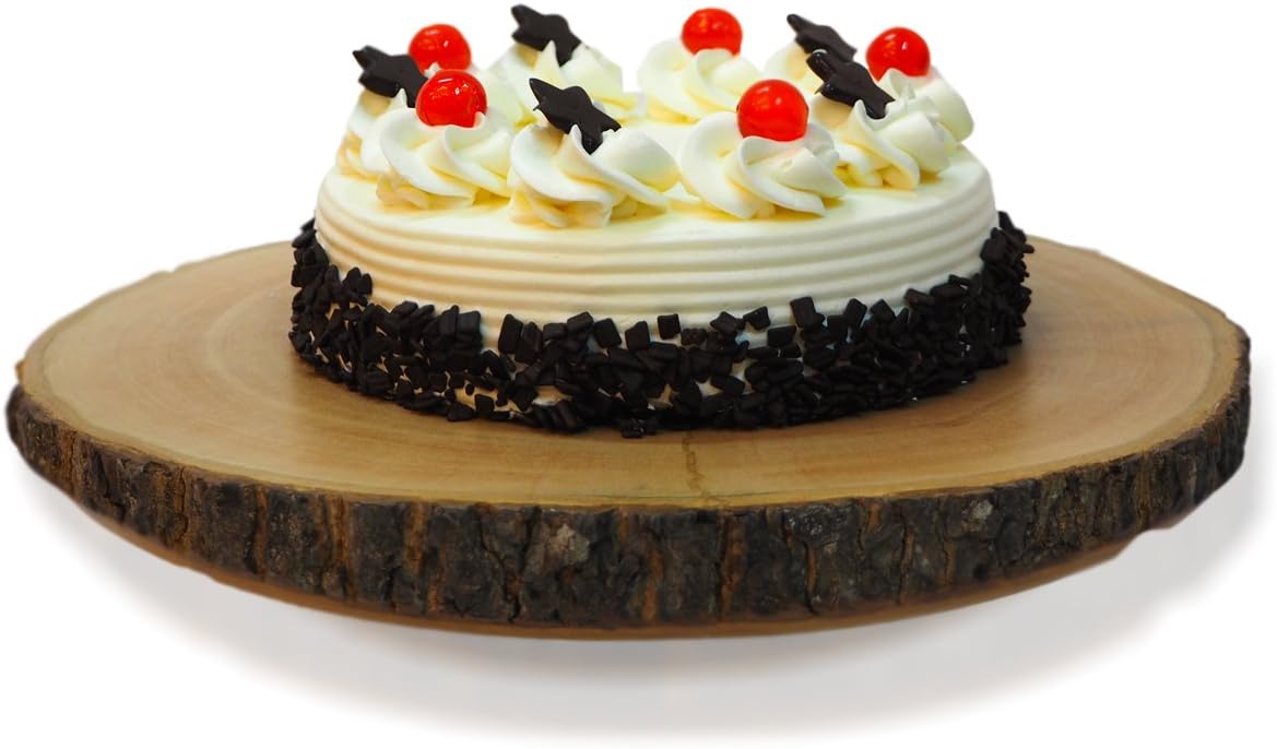 Circular Wood Cake and Pie Stand with Bark G960107