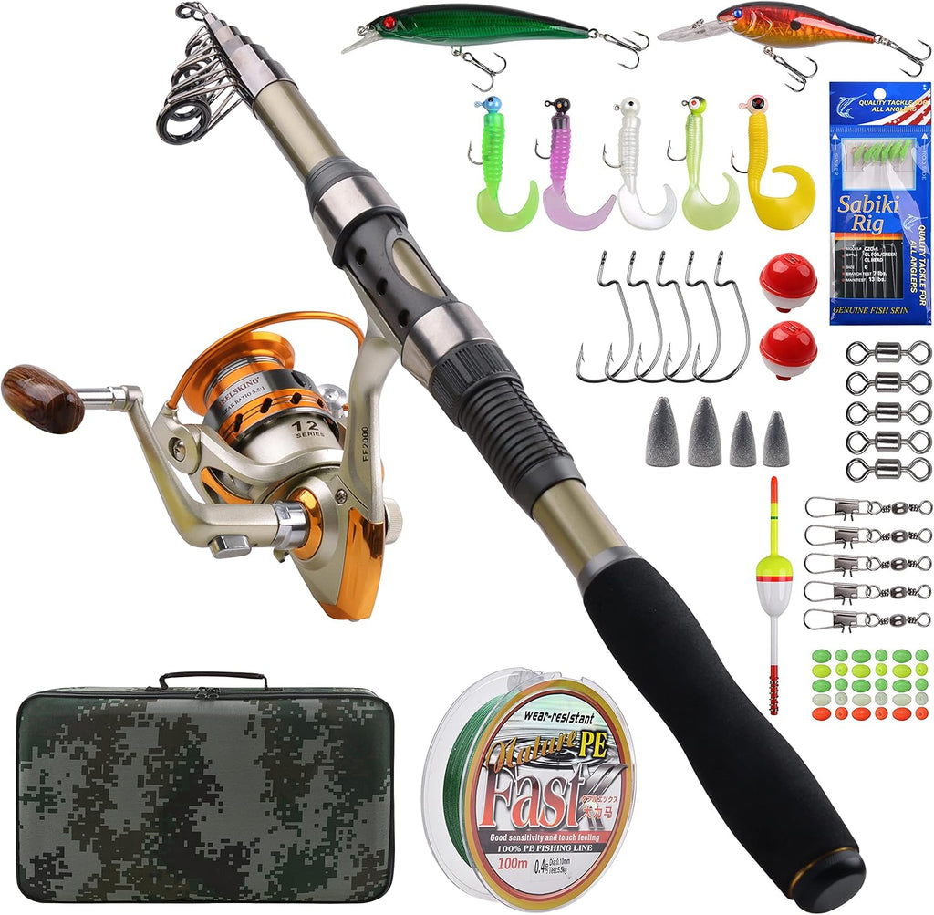 Carbon Fiber Telescopic Fishing Rod and Reel Combo Set with Carrier Bag M357284