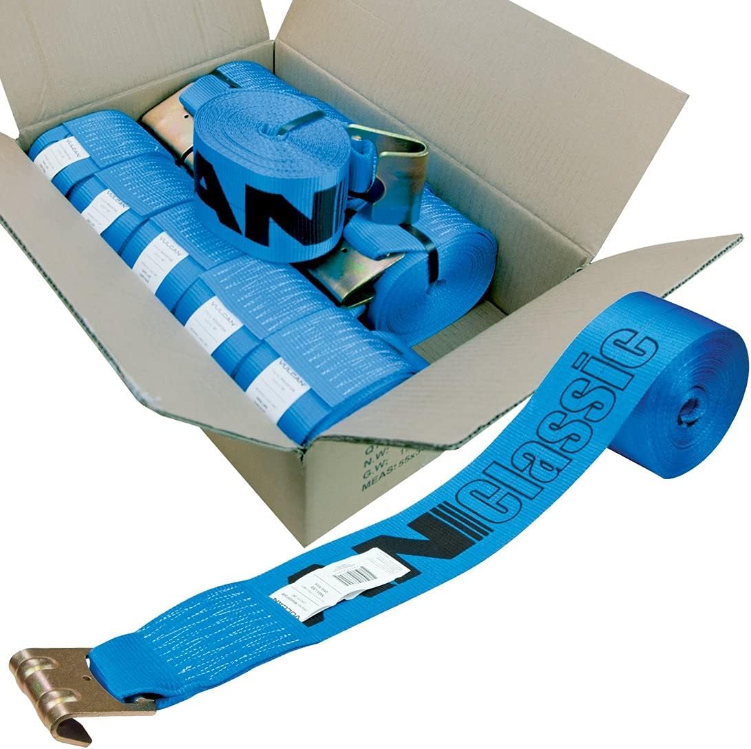 Classic Blue 4 Inch x 30 Foot 10 Pack Winch Strap with Flat Hook B166048