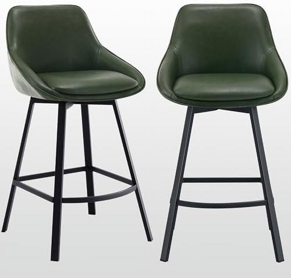 Green Faux Leather Swivel Counter Height Stools Set of 2 I178